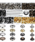 Leather Button Snap Kit 100 Sets 12.5mm With Four Fixing Tools Includes Cap Socket Closing Post And Stud For Thin Clothes