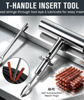 T-Handle Insert Tool from Heavy Duty 70 Piece Tubeless Tire Repair Kit with rubber plugs, designed for easy tire repair.