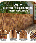 Natural Reed Fencing Roll For Balcony Patio Garden And Yard Privacy Screen Sixteen Point Four Feet Long Brown Eco Friendly Durable Easy To Install For Outdoor Use, installed on deck