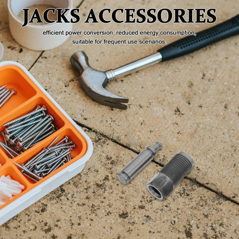 Heavy Gauge Steel Floor Jack Oil Pump Cylinder 18 mm Threaded Hydraulic Piston Plunger Replacement Kit on workshop floor with tools.