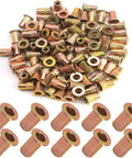 100 Piece Pack Of 10-32 Rivet Nuts Crafted From Heavy Duty Zinc Plated Carbon Steel Plus A Knurled Flat Head Design, assorted rivet nuts.