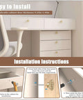 Installation of 8 Pack 1-3/8 Inch Champagne Gold Crystal Cabinet Knobs With Vintage Floral Design on white drawers
