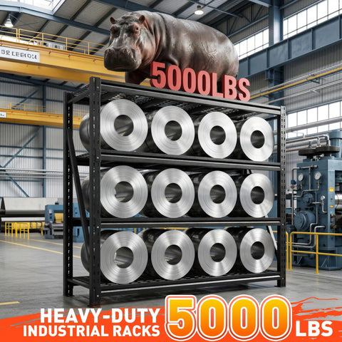 Heavy Duty Garage Shelving Rack With 5000 Lbs Capacity Industrial Steel Storage Shelves For Garage And Shop 60 Inch Wide 72 Inch High 18 Inch Deep Beefy Heavy Duty Steel Shelf System For Tools Bins Gear in industrial factory