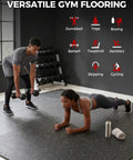 Interlocking Gym Floor Tiles 0.56 Inch Thick, 24 By 24 Inch, 12 Piece Set, EVA Foam Exercise Mats With Rubber Top, Non Slip Surface