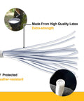 Close-up of 6 Inch Heavy Duty 5mm Ball Bungee Canopy Cords Set 100 Pieces White Durable Elastic Ties showing internal latex strands.