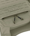 Tactical Drop-In Zipper Inserts For Built-In Vest Plate Bag Admin Pocket showing front pocket with loops and zipper