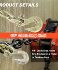 Close-up of One Quarter Inch By Twelve Feet Grade 70 Binder Chain for Tie Down with Clevis Grab Hook
