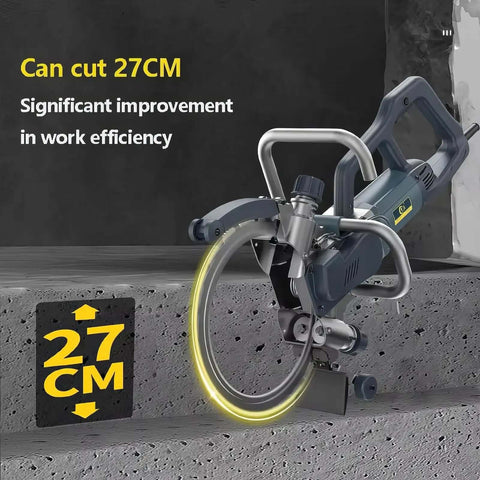Smooth Operator 8800 Watt Circular Wall Cutting Machine With Diamond Blade And Soft Start Motor For Concrete Slab cutting through concrete, 27 cm depth.