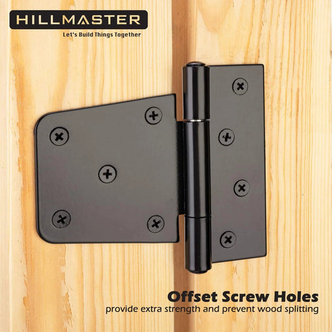 3.5 Inch Heavy Duty Gate Hinges Black Strap Hinges for Indoor Outdoor Use mounted on wooden surface