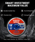 10 Inch 60T Fine Finish Woodworking Circular Saw Blade For Plywood And Trim with thin kerf, carbide tipped ATB teeth image
