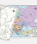 Europe Map 11x17 Laminated Dry Erase Chart, double-sided with color front and blank outline back for classroom and homeschooling.