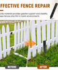 Before and after using 10 Pack Fence Post Repair Stakes, 14 Gauge Heavy Duty Steel Fence Post Support Kit With Easy Installation