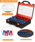 214 Piece Nut And Bolt Thread Checker Kit With Detachable Gauges For SAE And Metric Threads shown open in case