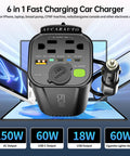 Car Power Inverter Converts DC 12V To 110V AC With Cup Holder Mount For Straight Plug And Play Quick Charging Of Laptops Phones And Tablets Without Any Extra Fuss On Your Next Road Trip, showcasing multiple output ports and a sleek design.