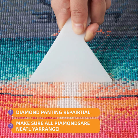 Hand using triangle tool for 46 Piece DIY Diamond Painting Tools And Accessories Kit With Multiple Pen Sizes Tweezers Glue Diamond Correction