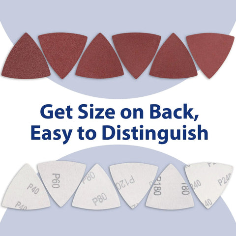 150 Piece Triangle Sanding Pads Set For Oscillating Multi Tool 3 Inch And One Eighth Hook And Loop Discs With 40 60 80 120 180 240 Grit