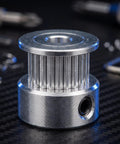 8 Piece GT2 Timing Belt Pulleys Set For Machinery And CNC 20 Tooth 6mm GT2 Belts 5mm Bore Synchronous Drive Direct Install High Precision Aluminum Pulleys, close-up aluminum pulley