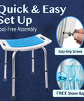 Shower Seat Inside Shower Adjustable Bath Stool With Handles Medical Shower Chair For Seniors Elderly Handicap And Disabled Easy Assembly Sturdy Lightweight Frame Supports Up To 350 Pounds