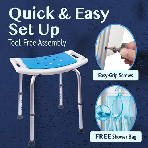 Shower Seat Inside Shower Adjustable Bath Stool With Handles Medical Shower Chair For Seniors Elderly Handicap And Disabled Easy Assembly Sturdy Lightweight Frame Supports Up To 350 Pounds