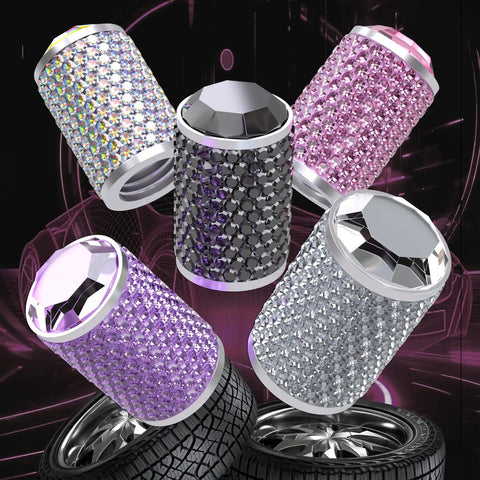 Universal Car Tire Valve Stem Caps Bling Air Cap With Crystal Diamonds Anodized Aluminum Valve Covers With O Ring
