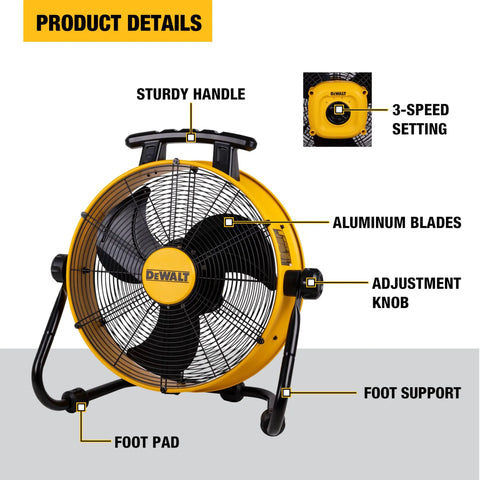 18 Inch High Velocity Floor Fan With 3 Speed Settings Heavy Duty Air Circulator 180 Degree Tilt Large Electric Metal Drum Fan For Garage
