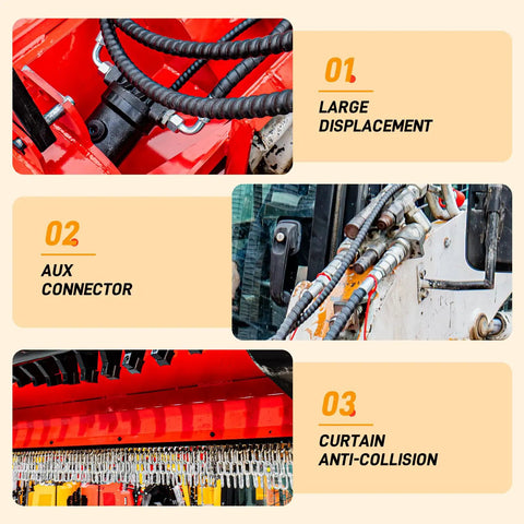 60 Inch Hydraulic Forestry Mulcher Attachment For Skid Steer Loaders showing large displacement, aux connector, curtain anti-collision