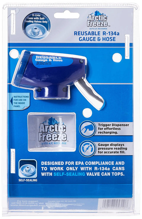 R134a Car AC Recharge Gear With Reusable Gauge And Hose Easy Trigger Dispenser For Quick Refill 90 Degree Coupler
