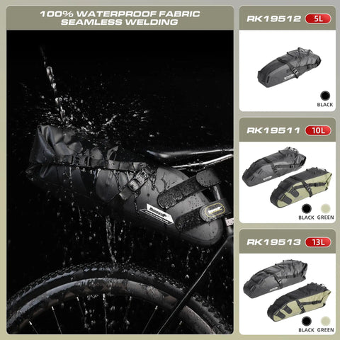 Waterproof Bike Saddle Bag 10L For Road And Mountain Biking PVC Seamless Welded Seat Bag With Tough Weatherproof Storage