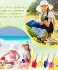 Children enjoying outdoor play with 15 Piece Kids Beach Sand Toys and Garden Tool Set, featuring colorful tools with wooden handles.