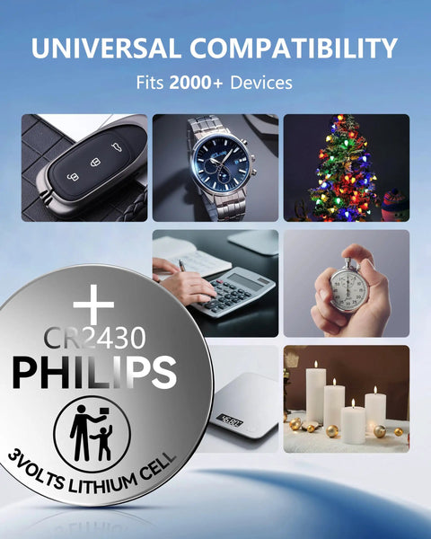 CR2430 3V Lithium Button Cell Batteries Five Pack Featuring Child Resistant Packaging And A Rock Solid Ten Year Shelf Life For Car Keys And Home Devices Running Smooth with various compatible devices.