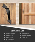 10 Inch Ornamental Gate Handle Built Tough Decorative Pull For Gates Barn Doors Fences Sheds Garages Closets Pantries Sliding Doors Indoor Outdoor Use Black Powder Coated Finish on wood and door installation