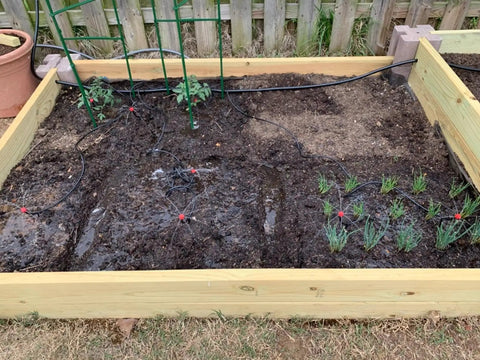 Garden setup showing 3/4 Inch Black Vinyl Tubing 10 Ft Flexible PVC Hose For Water Garden Pond Fountains And Light Gas Transfer