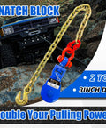2 Ton Snatch Block With G80 Chain For Three Eighths Inch Wire Rope, 3 Inch Sheave, Beefed Up Heavy Duty Recovery Block