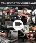 Mechanics using Beast Mode Heavy Duty Cordless Impact Wrench With Fifteen Hundred Newton Meters Torque Half Inch Drive High Torque Gun on vehicles
