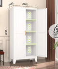 Heavy Duty White Metal Pantry Cabinet With 2 Doors And 3 Adjustable Shelves Freestanding Kitchen Storage Cabinet Durable Steel Construction 150 Lbs Per Shelf Perfect For Dining Room Living Room And Bathroom