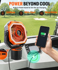 Chill Out On The Links With This Badass Golf Cart Misting Fan Featuring rechargeable battery and USB ports for easy charging.