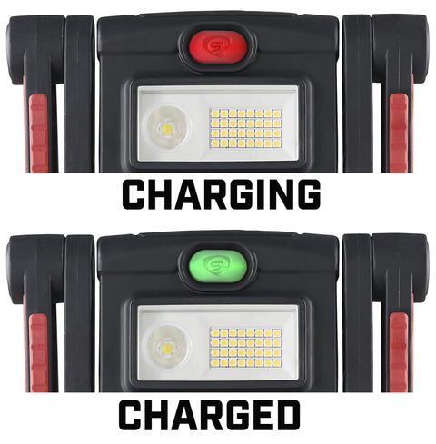 BearTrap 61520 2000 Lumen Multi Function Work Light with red and green charging indicators, magnetic base, and hang hook.