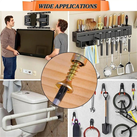 200 Piece Wall Anchor Screw Kit For Drywall, Metal Self Tapping Fasteners, Yellow Zinc Plated Carbon Steel, Rust Resistant Home Fixing, No Fuss No Prep Self Drilling Mounting, Heavy Duty Kit used for TV, shelf, and bathroom mounts