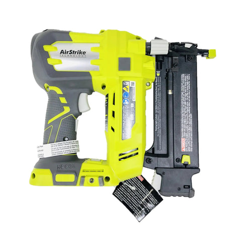 18V Cordless Brad Nailer With Lithium Ion Battery 2 Inch Finish Nail Gun Killing It On Weekend Woodworking Projects Smooth Shooting And Bullets On Target Reconditioned To Look Brand New side view showcasing battery area and handle.