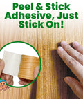 Classic Maple Wood Grain Repair Tape For Fast Furniture Touch Ups shown being applied to a wood surface, demonstrating peel and stick use.