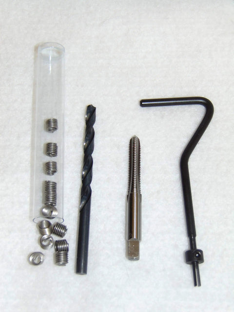 Carburetor Float Bowl Screw Helicoil Style Thread Repair Kit With Hardened Stainless Inserts And Drill Restores Stripped Threads On All Float Bowl Screws Reuses Your Original Screws And Keeps Your Ride Tight USA Made components included.