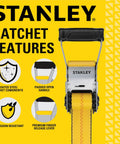 Heavy Duty Ratchet Strap 2 X 27 Feet Featuring A Tough As Nails 10000 Pound Rating Double J Hooks and Padded Grip.