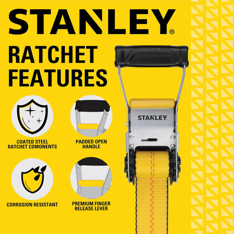 Heavy Duty Ratchet Strap 2 X 27 Feet Featuring A Tough As Nails 10000 Pound Rating Double J Hooks and Padded Grip.
