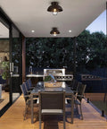 Outdoor Farmhouse Ceiling Light 10 Inch Flush Mount In Oil Rubbed Bronze With Metal Cage And Seeded Glass on patio ceiling