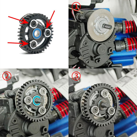 Carbon Steel Main Spur Gear Set For One Eighth Scale RC Revo Upgrades With 36T 38T 40T Options 1M Module installation process