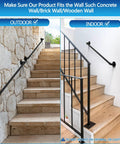 Heavy Duty 3 Pack Wall Mounted Pipe Handrail For Staircases And Porch Steps Black Galvanized Steel Grab Bars on indoor and outdoor stairs.