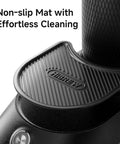 Non-slip mat of Badass Hella Precise Electric Burr Coffee Grinder with robust aluminum body for easy cleaning.