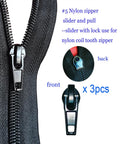 12 Pack Zipper Pull Replacement Kit Size 5 with Locking Sliders for Coats and Jackets on Metal Plastic and Nylon Coil Zippers