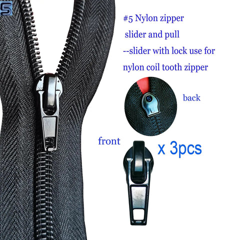 12 Pack Zipper Pull Replacement Kit Size 5 with Locking Sliders for Coats and Jackets on Metal Plastic and Nylon Coil Zippers