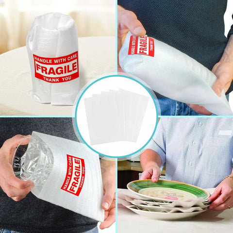 Move Day Must Have Dish Packing Kit That Hits Hard On Protection With 320 Foam Pouches and Sheets in use for plates and glassware.